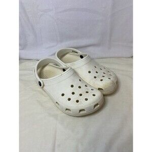 Crocs Womens 9 Mens 7 Shoes White Classic Clogs Slip On Rubber Waterproof Sandal